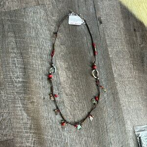 Silpada Necklace with Shell, Composite Sponge Coral, Wood, and Pearl 30”